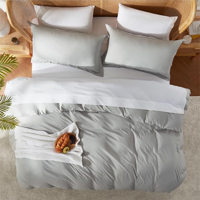 Nestl Light Grey Duvet Cover Queen Size - Image 5