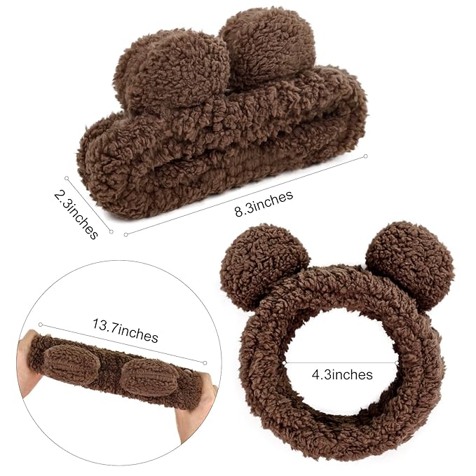 Huachi Bear Ears Headbands for Women Face Washing Spa Makeup Hair Bands Korean - Image 2