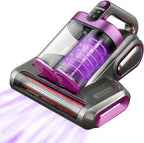 Bed Vacuum Cleaner, 16Kpa Mattress Vacuum Cleaner with 253.7nm UV-C Light 48000 RPM/Min Brushroll & Ultrasonic Tech Dual Bins for Dust & Widen Suction Port 120W Cordless for Bed Sofa(Purple)