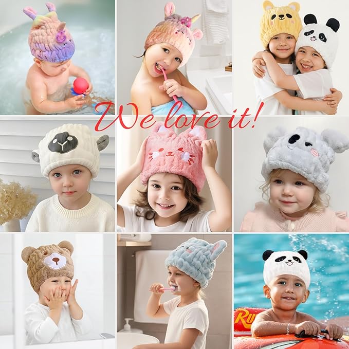 Microfiber Hair Towel Wrap for Kids, Unicorn Dry Hair Cap Suck Water, Absorbent - Image 7