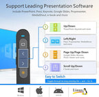 Norwii Rechargeable Bluetooth Presentation Clicker with Green Pointer, Wireless Presenter, PowerPoint Presentation Remote, Slide Clicker with 328ft Range for Teacher and Presenter, macOS Applicable