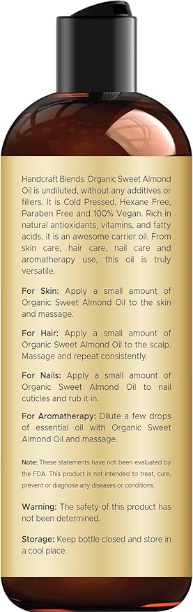 Handcraft Blends Organic Sweet Almond Oil | 100% Pure and Natural | Bath & Body - Image 2