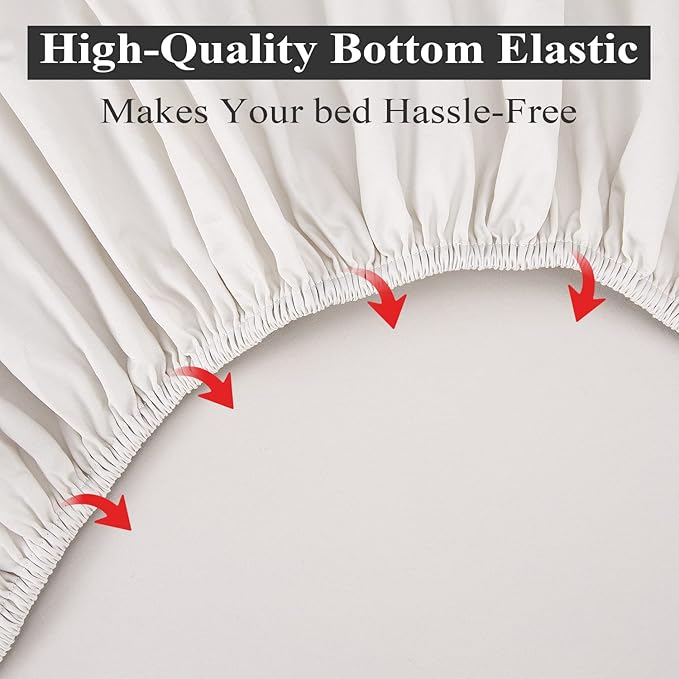 Full Size Fitted Sheet Only Light Beige, 100% Egyptian Cotton 600 Thread Count - Image 4