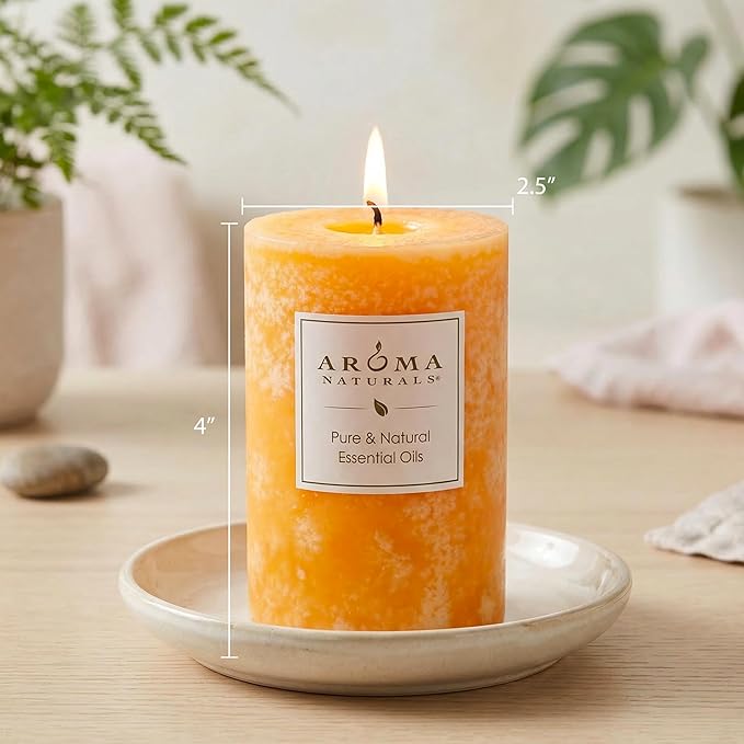 Aroma Naturals Lavender & Tangerine Essential Oil Scented Pillar Candle - Image 7