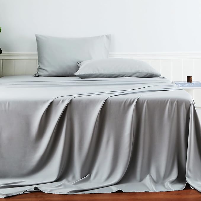 Bamboo Viscose Flat Sheets Only, 400 Thread Count Sateen Weave Cal King Size - Image 2