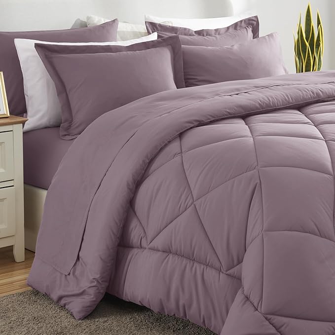 CozyLux King Size Comforter Set Dusty Purple - Image 8