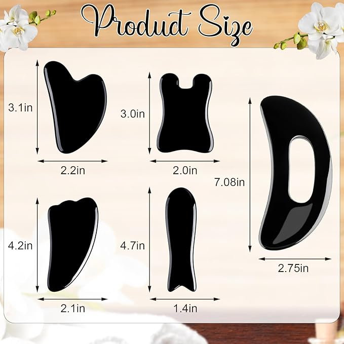 Treela 5 Pcs Gua Sha Facial Tools Set and 1 Pcs Body Gua Sha Massage Tool - Image 2