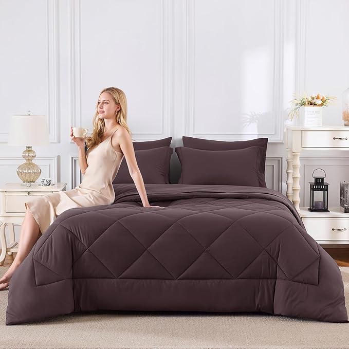 CozyLux King Size Comforter Set Cocoa Powder - Image 7