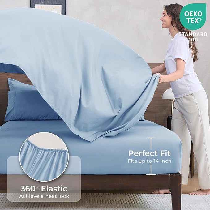 HEVUMYI Light Blue Cali-King Comforter Set - Image 5