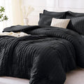 MUXHOMO 7 Pieces Queen Comforter Set, Seersucker Bed in a Bag Queen Size by MUXHOMO