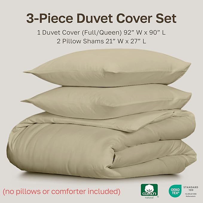 California Design Den 3 Pc 100% Cotton Duvet Cover Set Queen Size/Full Size - Image 5