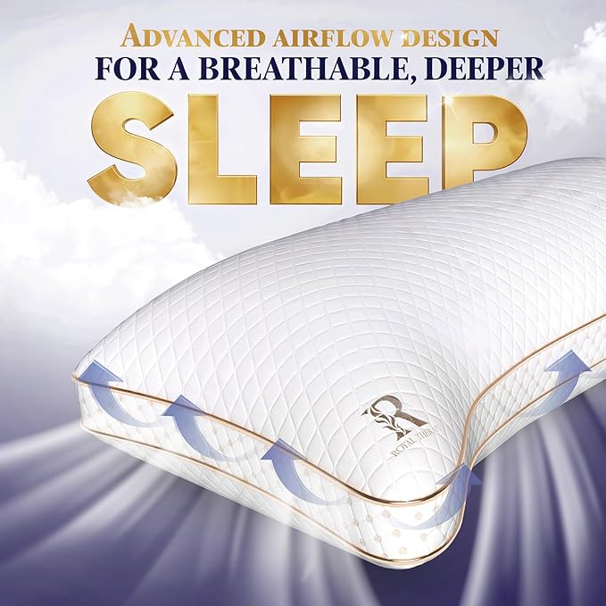 Royal Therapy Queen 2-Pack Memory Foam Pillow, Adjustable Shredded Odor-Free - Image 4