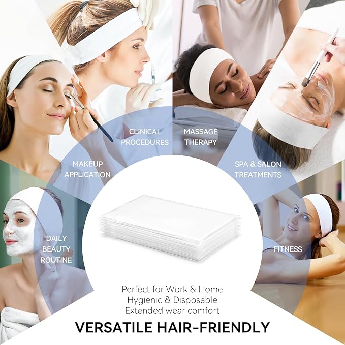 Disposable Headbands for Spa & Facials – 48pcs White Disposable Spa Headbands - Image 8