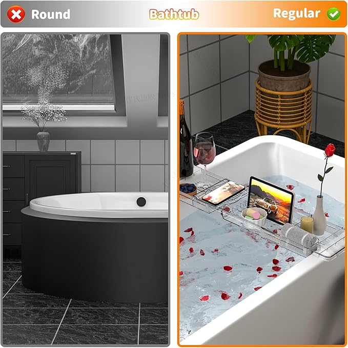 Expandable Bathtub Trays for Tub, Acrylic Bath Shelf Over Tub, - Image 6