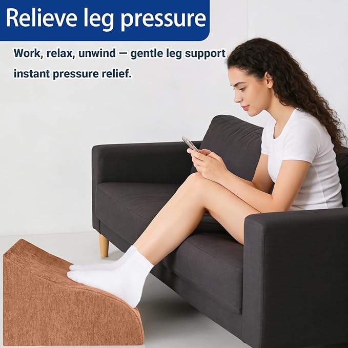 Opuvidity Foot Rest for Under Desk at Work, Ergonomic Under Desk Footrest with Washable Cover for Office, Home & Gaming Leg Elevation Pillow Brown