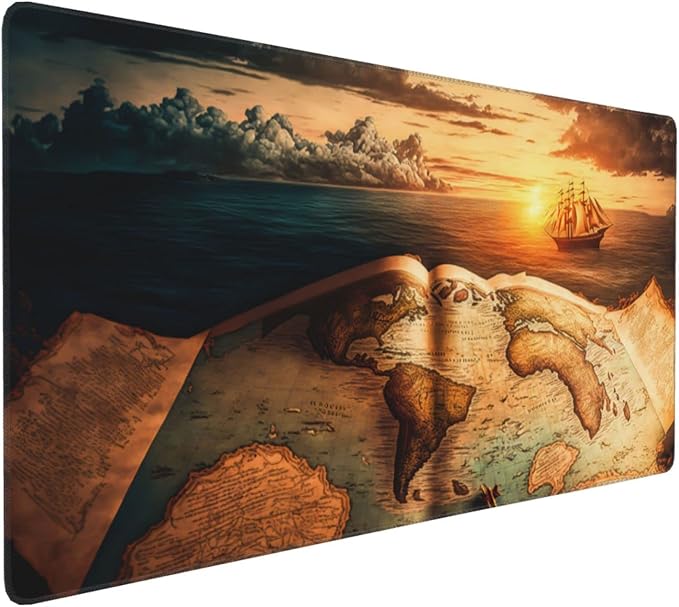 CANFLASHION Gaming Mouse Pad,Large Mouse Pads for Desk,Non-Slip Rubber Base Extended Mousepad,XXL Keyboard Mouse Mat,Computer Keyboard Desk Pad with Stitched Edges,35.4x15.8inch,Antique World Map