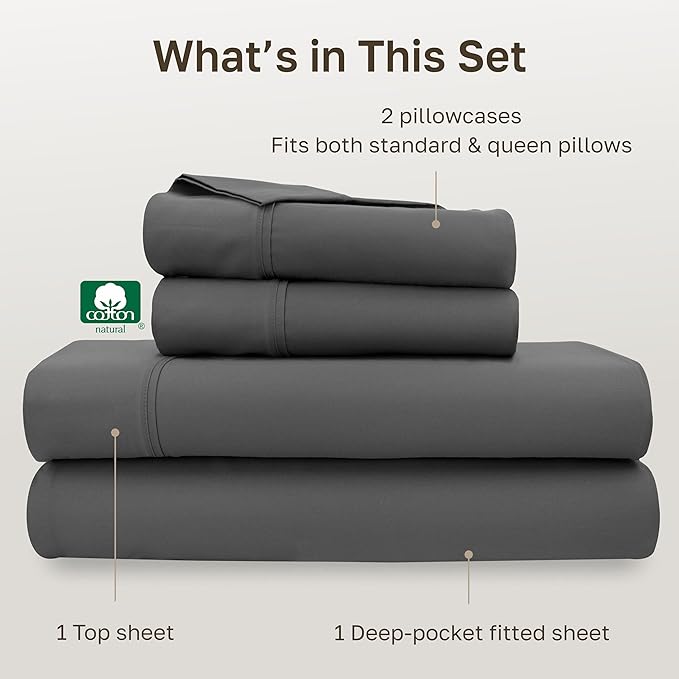 California Design Den Soft 100% Cotton Queen Sheet Set, 400 Thread Count Good - Image 4