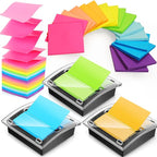 Meanplan 3 Pack Pop up Sticky Dispenser Note Holder Black Base with 24 Pads Colored Pop up Sticky Notes Memo Pads Self Stick 3x3 Refills Back to School Office Desk Supplies, 50 Sheet Per Pad