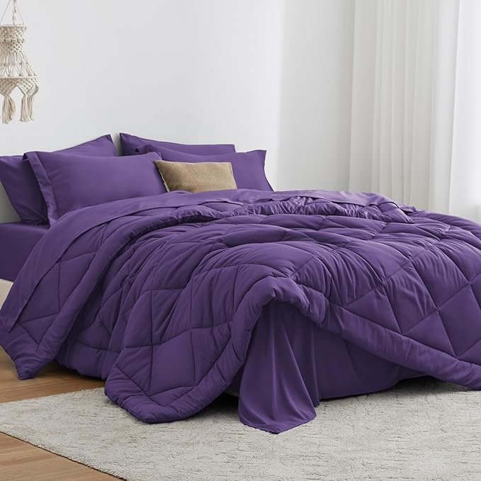 Love's cabin Twin XL Comforter Set Purple, 5 Pieces Twin XL Bed in a Bag by Lovescabin