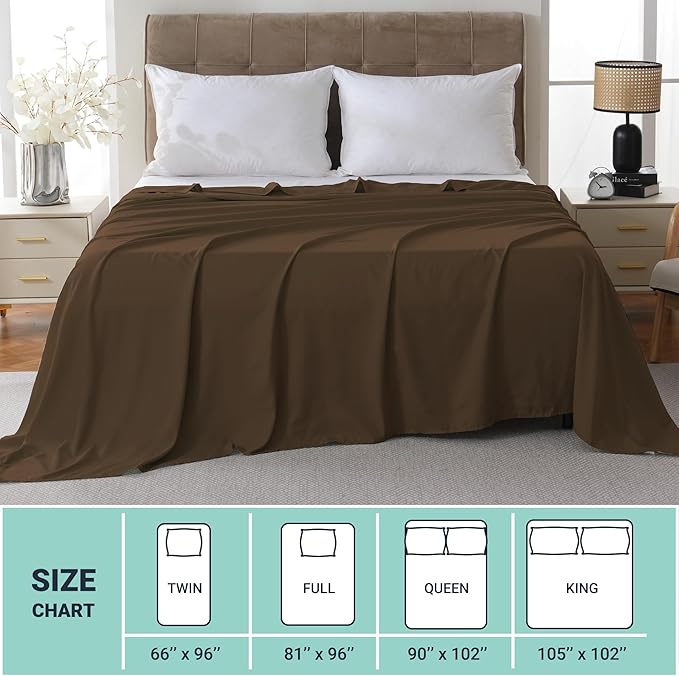 ZPECC King Flat Sheet Only 1 Pack, Durable Brown Top Bed Sheets Hypoallergenic - Image 5