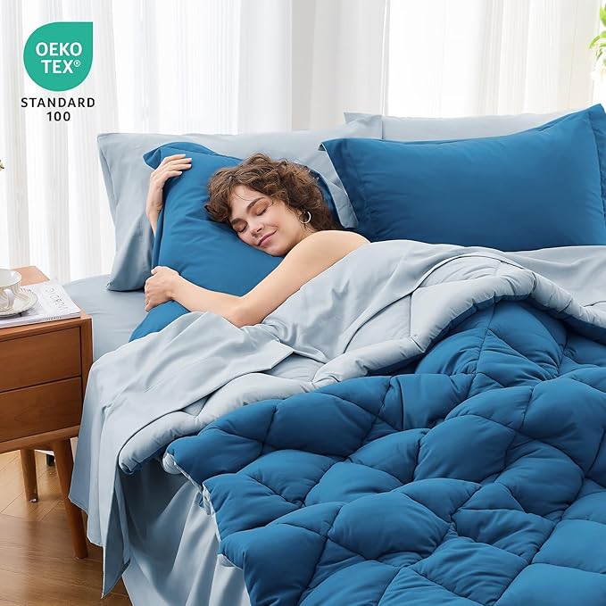 MUXHOMO 7 Pieces Full Comforter Set, Reversible Bed in a Bag Full Size - Image 4