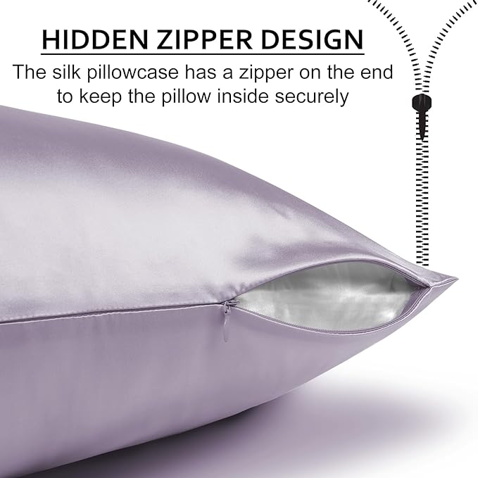 Ravmix Silk Pillow Cases with Zipper, 21momme Mulberry Silk Pillowcase - Image 6