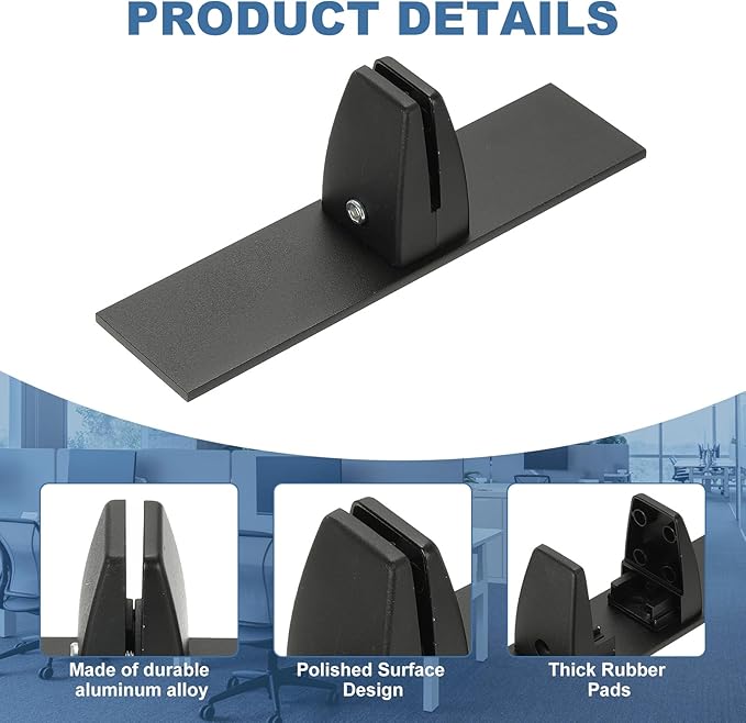 PATIKIL 1.8x1.3x2.5" Desk Divider Support Clamp, 2 Pcs Aluminum Desk Shield Clamp Desk Divider Partition Clamp Sneeze Guard Clamp Bracket for Office Home Desk Panel, Black