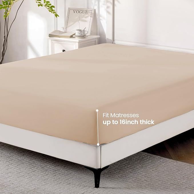 ROSE&RISY Khaki Queen Fitted Sheet, Soft and Breathable - Image 4