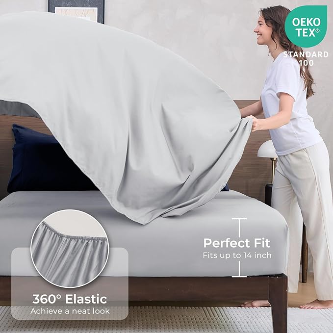 HEVUMYI Navy Blue & Grey California King Comforter Set - Image 5