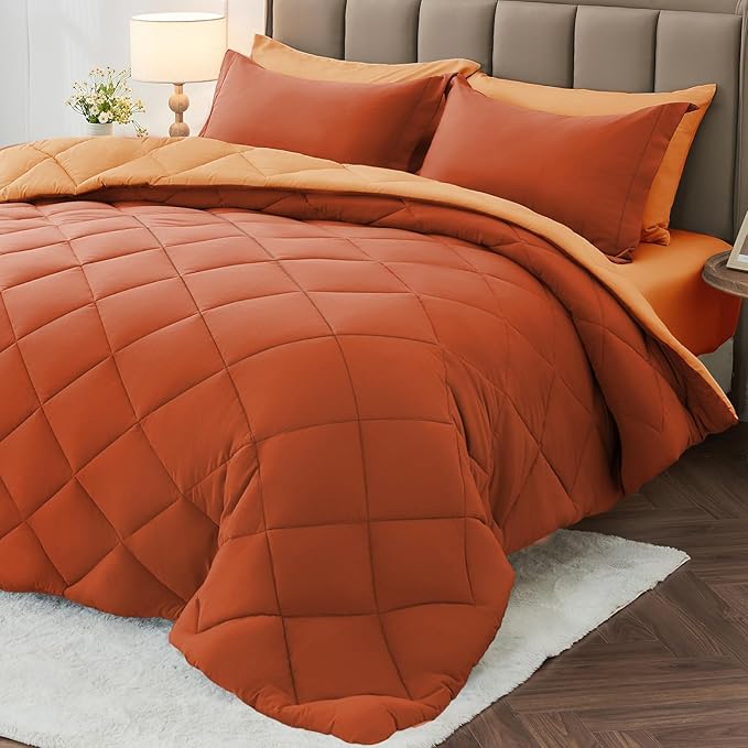 MUXHOMO 7 Pieces California King Comforter Set, Reversible Bed in a Bag Cal by MUXHOMO