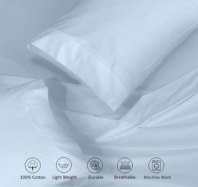 RUVANTI 100% Cotton Sheets – Split King Size Percale Bedding, Cooling & - Image 4