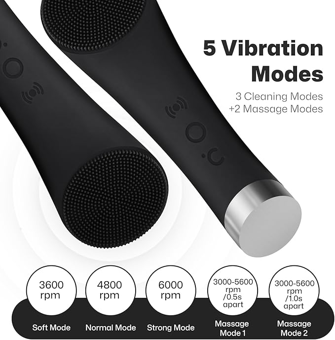PRITECH Facial Cleansing Brush, Rechargeable Silicone Face Scrubber - Image 3