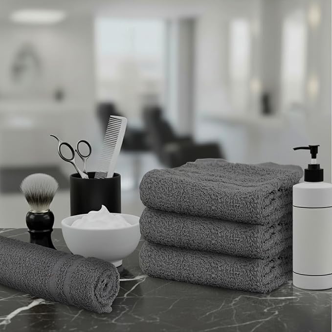 Salon Towels – 50 Pack Grey Hand Towels 100% Cotton Spa Towels – 16x27 inches - Image 4