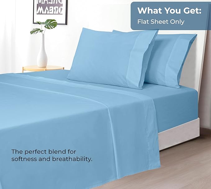 Royale Linens 100% Organic Cotton California King Flat Sheet Only - Image 5