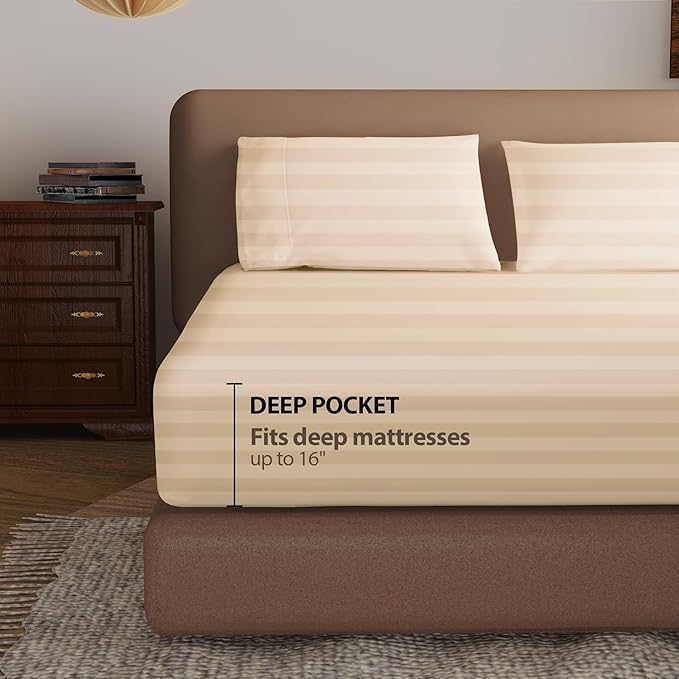 100% Egyptian Cotton Fitted Sheet Twin Size, 600 Thread Count, Single Fitted - Image 2