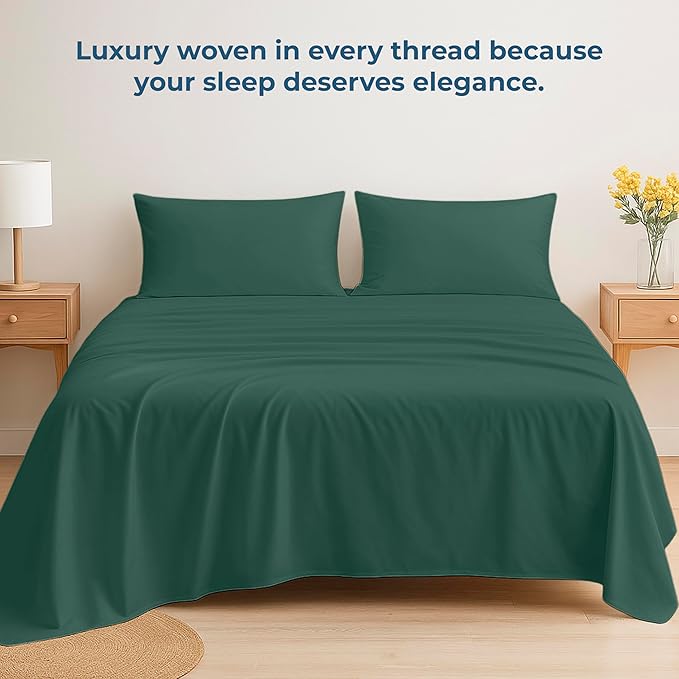 Royale Linens 100% Organic Cotton Queen Flat Sheet Only - Image 6