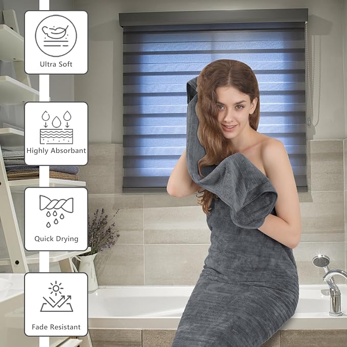 Bath Towel Set 8-Piece Premium Bathroom Towel Set, Extra Soft 2 Oversized Large - Image 4