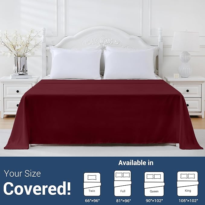 Full Flat Sheet Only, 1 Pack Top Bed Sheets, Soft Breathable Brushed Microfiber - Image 5