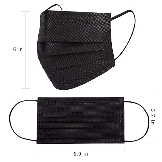 Borje Black Disposable Face Mask 50 Pcs Black Face Masks 3 Ply Protection Masks - Image 4