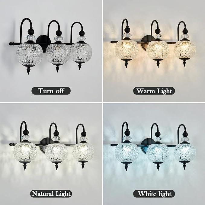 Piepooye Vintage Bathroom Light Fixtures Black Vanity Light - Image 4