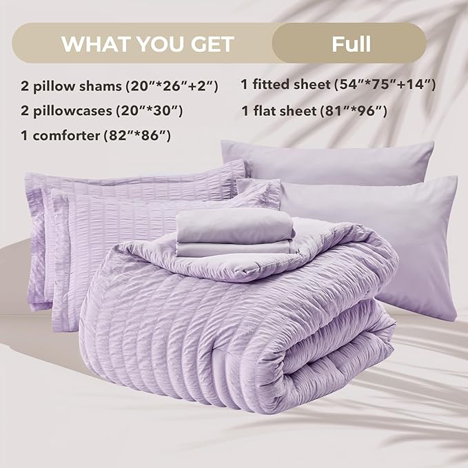 HYMOKEGE Lavender Duvet Cover Full Size, Ultra Soft 3-Piece Seersucker Duvet - Image 6