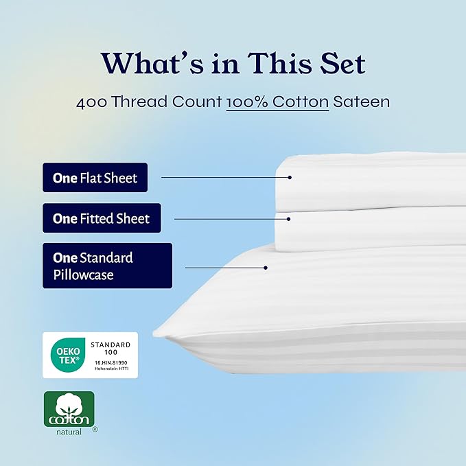 California Design Den Soft 100% Cotton Twin XL Sheet Set, 400 Thread Count Good - Image 4