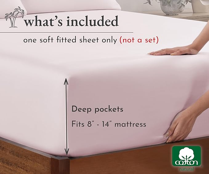California Design Den Queen Fitted Sheet Only Deep Pocket Cotton, No Pop-Off - Image 4