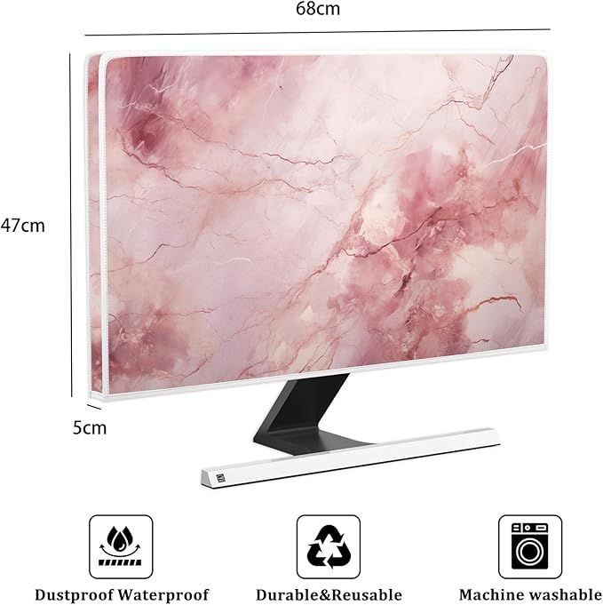 Baocicco Fashion Pink Marble Computer Monitor Dust Cover 26, 27, 28 Inch Full Body Cover for Computer Screen Panel Case Computer Sleeve Compatible with iMac 26, 26-28 PC, Desktop and TV
