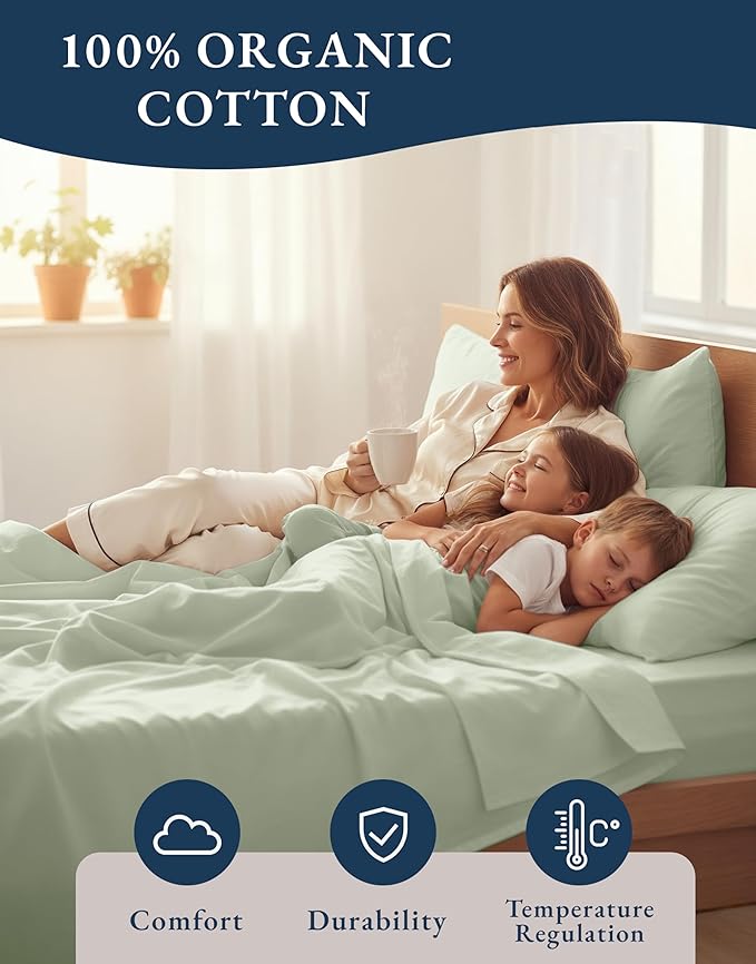 LANE LINEN 100% Mercerized Organic Cotton Twin XL Sheets Set, Soft & Comfy - Image 6