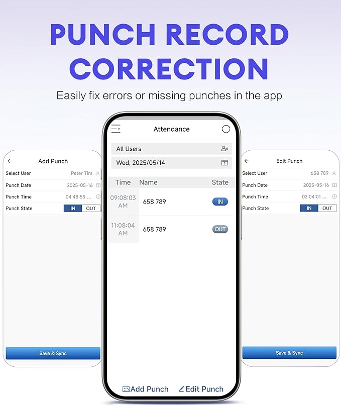 NGTeco APP Time Clock, Fingerprint & PIN Times Clock for Small Business, Biometric Clocks in Machine for Employees with iOS/Android App, No Monthly Fee, 2.4GHz WiFi, Black