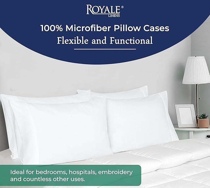 Royale Linens White Pillowcase Set of 12 - Image 5