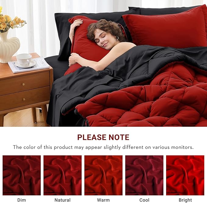 MUXHOMO 7 Pieces California King Comforter Set, Reversible Bed in a Bag Cal - Image 4