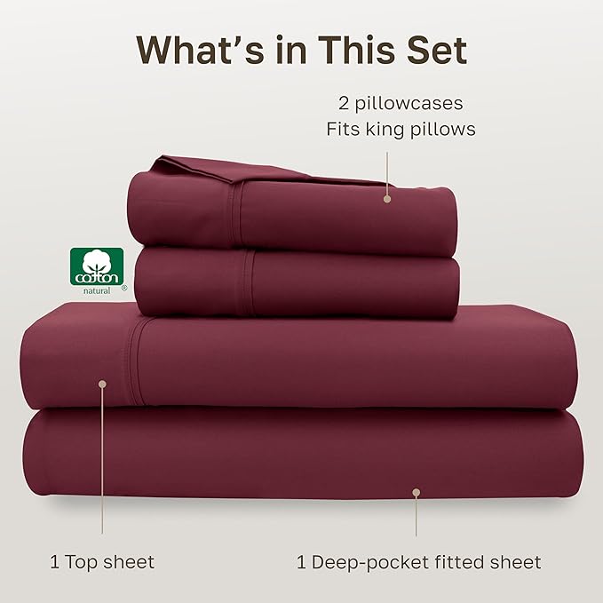 CALIFORNIA DESIGN DEN Soft 100% Cotton King Size Bed Sheets Set, 400 Thread - Image 4