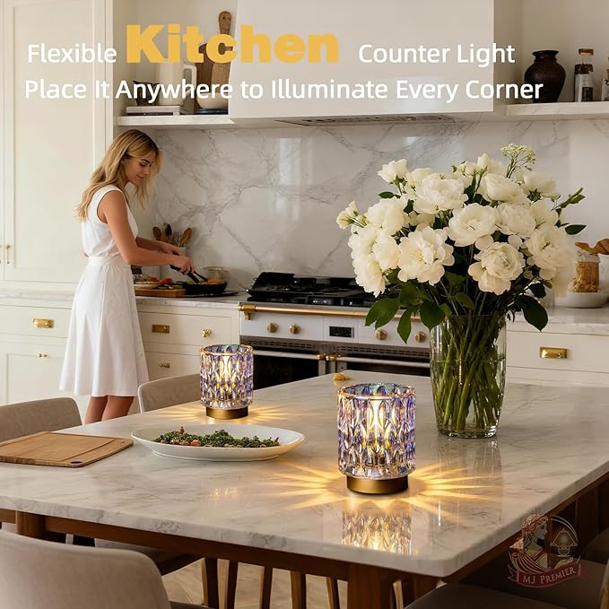 Battery Operated Table Lamps Timer, Mini Crystal Lamp - Image 4